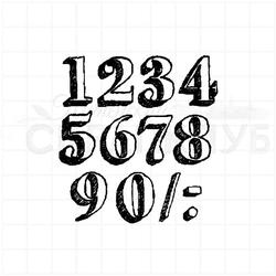 Штампы цифры контурные с объемной тенью