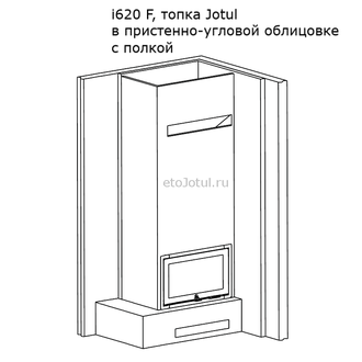 Облицовка топки Jotul i620 F, примерный вид с отверстиями для конвекции, вариант с боковой полкой