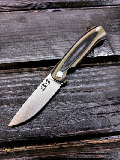 Фрикционный складной нож Микрос сталь AUS10, рукоять G10, цвет тайга