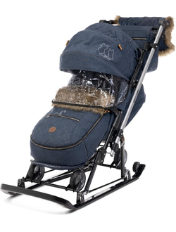 Санки-коляска NIKA kids «Joy every day» (арт. J1) синий с котятами