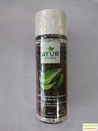 Шампунь ЧЕРНЫЙ с Алоэ Верой Аюрганга (Ayurvedic Herbal BLACK Aloe Vera Shampoo) 200 мл