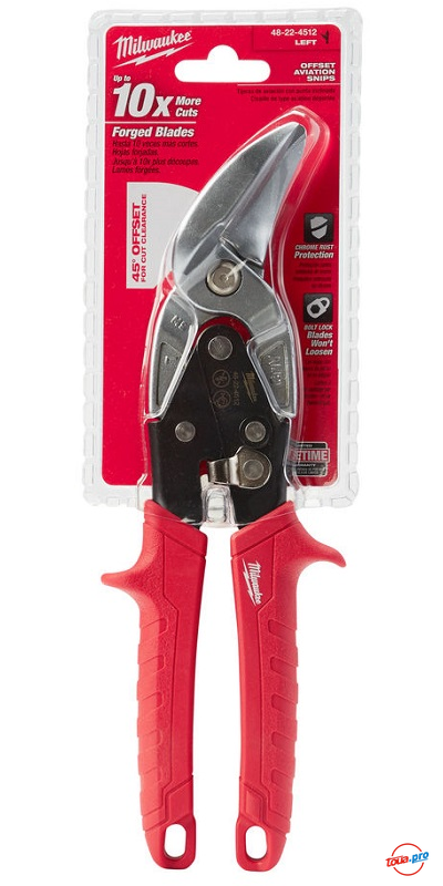 Ножницы изогнутые для резки металла Milwaukee левый рез 48224512