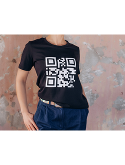 Футболка женская  "QR-код"  (темно-синий)