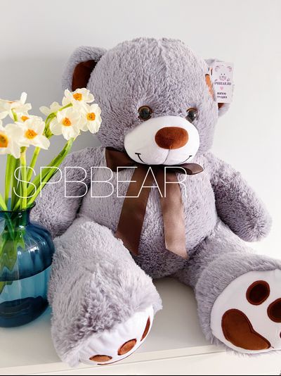 Плюшевый медведь 110 см серый Тони