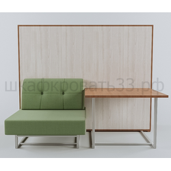 Горизонтальная шкаф-кровать с кушеткой и столом 160х200