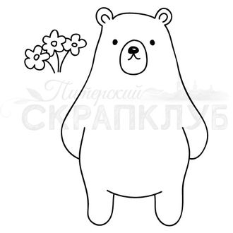 ФП штамп &quot;Медведь с цветами&quot;