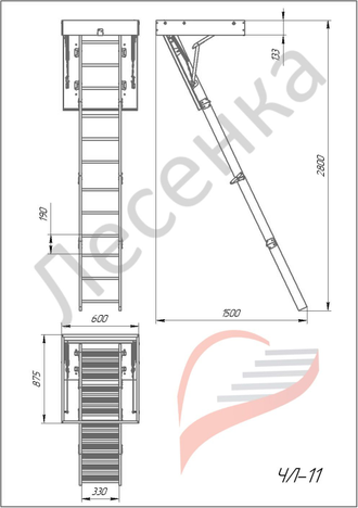 Деревянная чердачная лестница ЧЛ-11