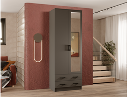 ЛДСП Шкаф ДУЭТ платяной с зеркалом Графит