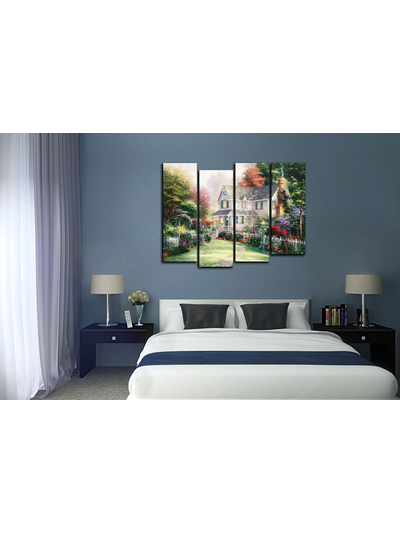 Модульная картина "Домик с чудесным садом"