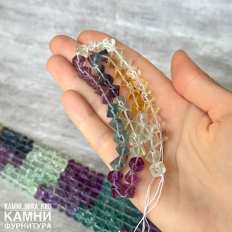 Флюорит гладкий куб 6/8 мм, цена за нить 20 см