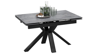 Стол обеденный Дерби Тип 1 Черный муар/Керамика матовая серый мрамор