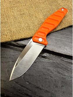 Фрикционный складной нож Атом-2 сталь AUS10, рукоять G10 оранжевый
