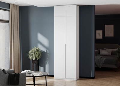 ШК 5 800 шкаф двустворчатый распашной с антресолью Белый текстурный