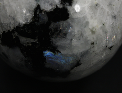 Шар Лунный камень, Турмалин чёрный (шерл), Индия (55 мм, 240 г) №35327