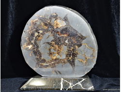 Септария - полированный спил на подставке из камня. 210*85*230мм