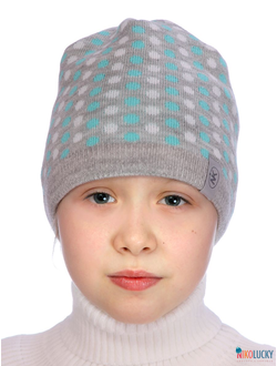 Шапка  21202-04, цвет серый меланж,бирюзовый р. 54-56