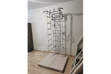 ДСК-12.с "Атлет-2", ступеньки ПВХ, цвет белый-серый, мат гимнастический "PERFETTO SPORT" 1,0х1,0х0,1 м складной пастель