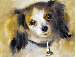 Купить греющую картину с фото голова щенка