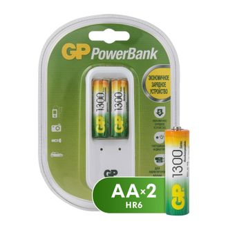 Зарядное устройство GP PB410GS130 2 слота в комплекте 2 аккумулятора 1300mAh