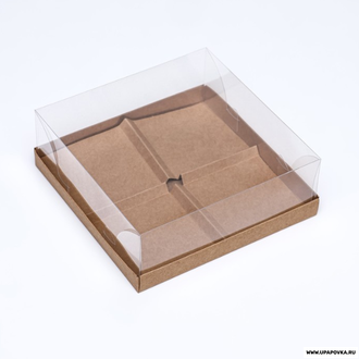 Коробка для муссовых пирожных 4 штуки, 17x17x6 Крафт