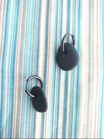 Серьги &quot;Щельга&quot;  (из шунгитовой гальки)