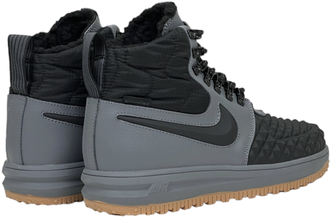 Nike Lunar Force 1 Duckboot Black Grey с мехом