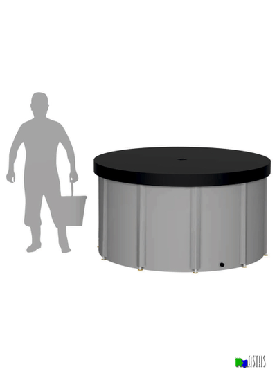 Складная емкость для воды EKUD на 2500 литров (h=100см) с крышкой