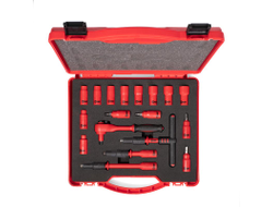 Набор диэлектрического инструмента 1/4" НИИ-15 серия ПРОФИ торцевые шестигранные головки с трещоткой 1/4" для работ под напряжением до 1000 В, стандарт VDE