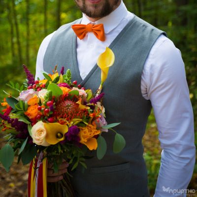Букет невесты &amp; Бутоньерка № 1351