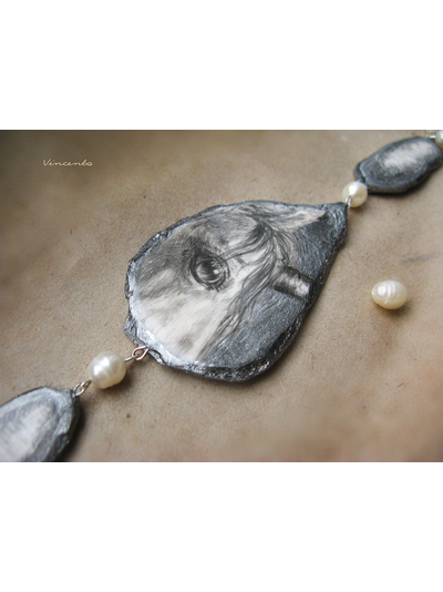 Сказочное колье &quot;Око Единорога&quot; - крупное фэнтези-украшение с элементами викторианского стиля