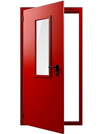 Дверь техническая остекленная стеклопакетом 400*300 мм,  размер двери по коробке 2100*900 мм, толщина металла 1,2 мм с двух сторон. Покраска по каталогу RAL цветом 7035.