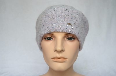 Лиловый женский вязаный берет фото беретов Италии Вицио