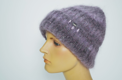 Итальянская мохеровая шапка с отворотом Вицио