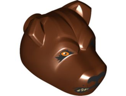 Dog Head with Black Nose, Bright Light Orange Eye, Closed Eye, Snarling Mouth Half Closed Pattern HP Fluffy Middle Head, Reddish Brown (78536pb02 / 6372074)