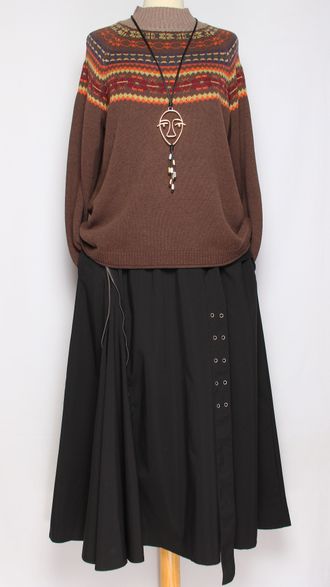 Джемпер ХЛОПОК "Орнамент сверху" шоколад до р.54