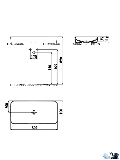 Раковина Creavit Ultra UL080-00CB00E-0000 80 х 40 см на столешницу, глянец белоснежного цвета