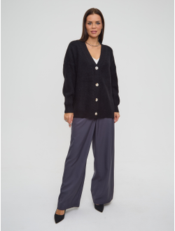 Вязаный удлиненный кардиган оверсайз на пуговицах