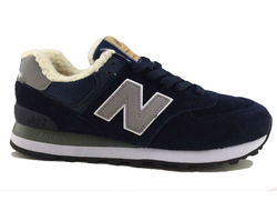 New Balance 574 синие, замша/мех (36-46) Арт: N021F