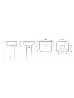 Раковина пьедестальный умывальник SANITA Идеал 50 прямоугольный 504х428мм