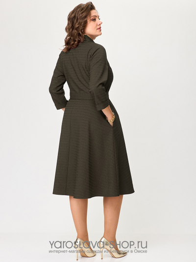 Женское элегантное платье А-силуэта в цвете хаки