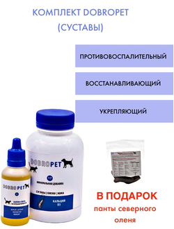 Комплект DobroPet суставы, плюс панты в подарок, ветеринарный препарат для кошек