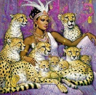 Девушка с гепардами (алмазная мозаика)  ml-mgm-mt-my-mz avmn
