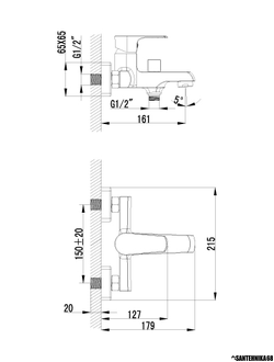 Смеситель для ванны с коротким изливом Lemark plus FACTOR LM1612C