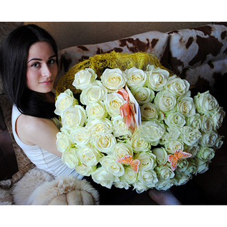 Букет из 51 белой розы (60 см)