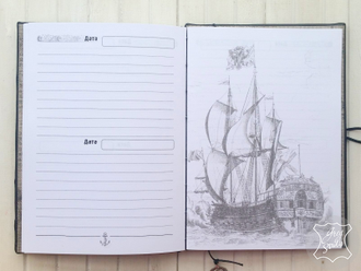 ежедневник ручной работы, подарок руководителю, ежедневник на заказ, подарок моряку, мужской блокнот