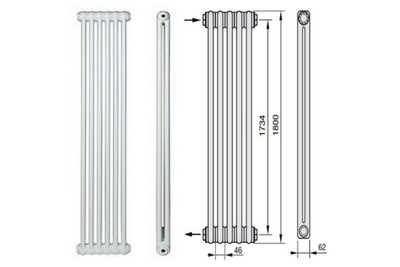 Стальной трубчатый радиатор Rifar Tubog 2180 6 секций Титан боковое подключение (серый RAL7012)