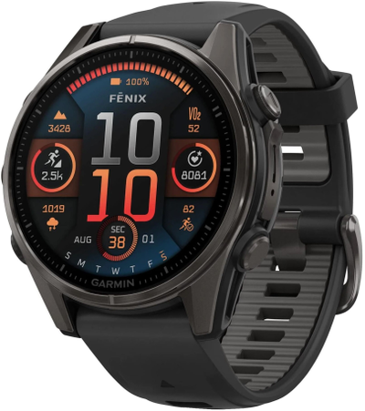 Часы Garmin Fenix 8 - 43mm AMOLED Sapphire Carbon Gray DLC Titanium Black / Pebble Gray