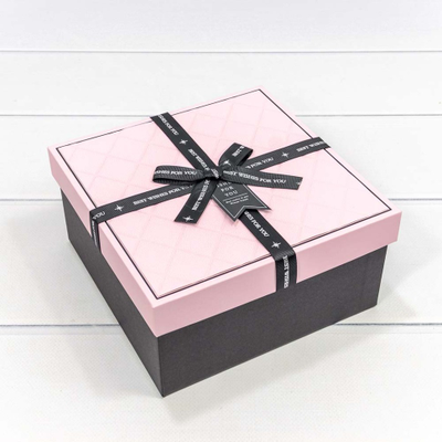 Коробка подарочная "Best wishes for you" (черная/розовая), 19*19*9,5см