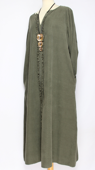 Платье Бохо вельветовое "ПЛАНКА БАХРОМА" хаки до р.56