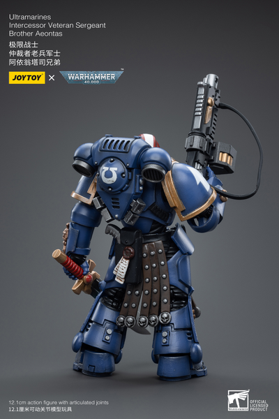 Интерцессор-ветеран Ультрамаринов (Warhammer 40k) - КОЛЛЕКЦИОННАЯ ФИГУРКА 1/18 Ultramarines Intercessor Veteran Sergeant Brother Aeontas (JT4386) - JOYTOY